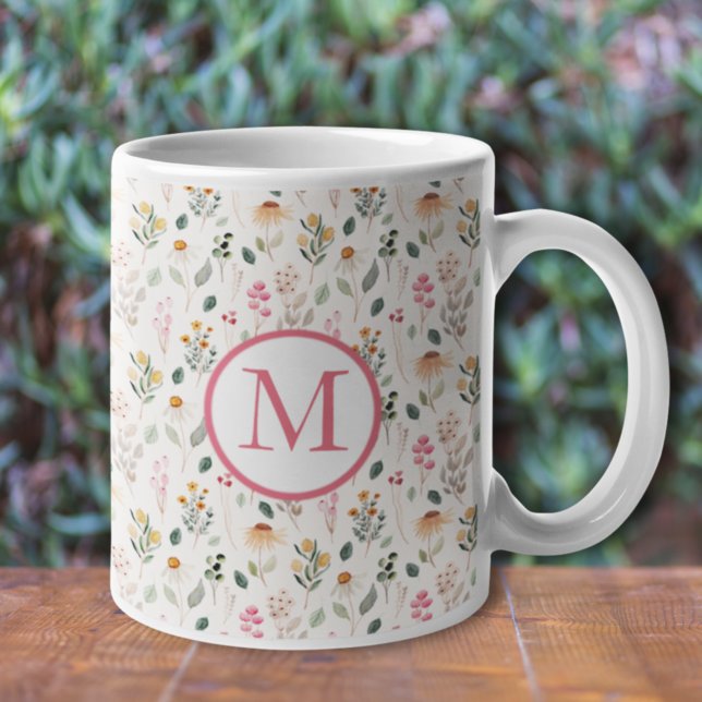 Create Your Own Floral Monogram Personalised Coffee Mug (Creator Uploaded)