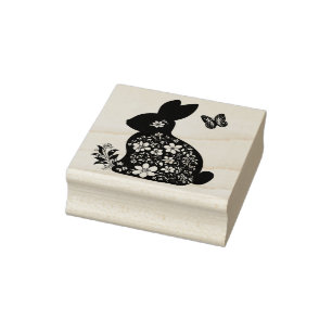 Create Your Own Floral Ostara Rabbit Butterlfy Rubber Stamp