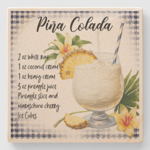 Create Your Own Floral Pina Colada Cocktail Recipe Stone Coaster