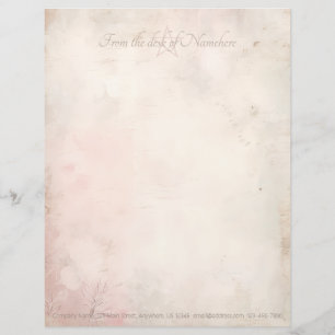 Create Your Own Floral Pink Shabby Chic Grunge Custom Letterhead