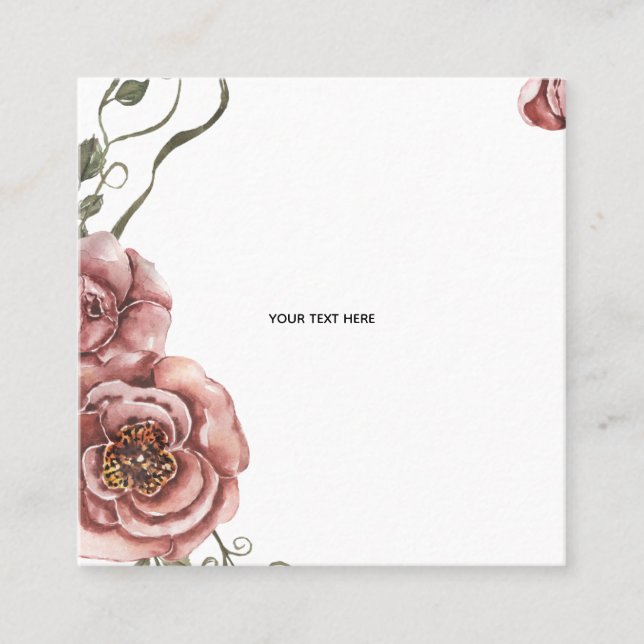 Create Your Own floral  Square Business Card (Front)