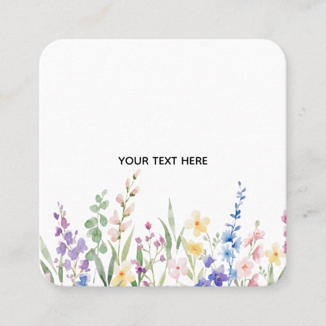Create Your Own Floral  Square Business Card (Front)