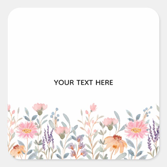 Create Your Own Floral  Square Sticker (Front)