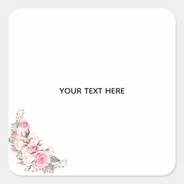 Create Your Own Floral  Square Sticker (Front)