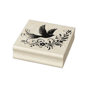 Create Your Own Floral Swash Songbird Rubber Stamp