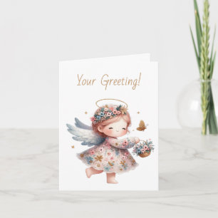 Create Your Own Flower Basket Christmas Angel Holiday Card