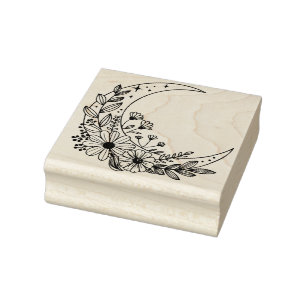 Create Your Own Flower Crescent Moon Rubber Stamp