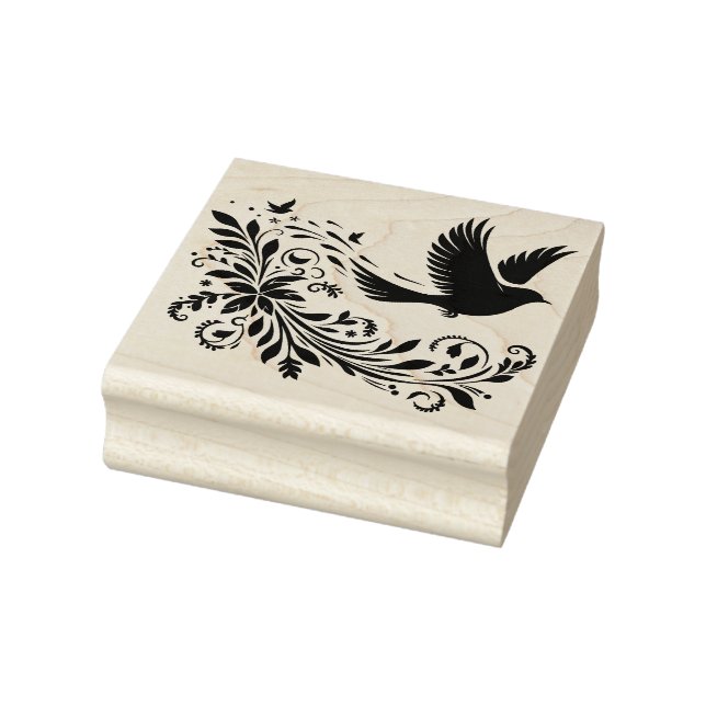 Create Your Own Flying Leafy Vine Songbird Rubber Stamp (Stamp)