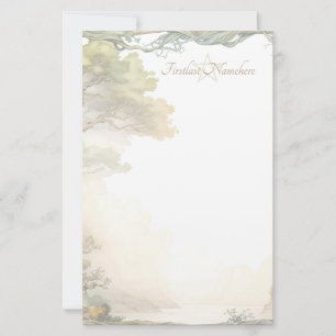 Create Your Own Forest Lake Scenic Floral Stationery