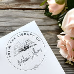 Create your own 'From the Library of' Bookplate<br><div class="desc">Elevate your book collection with our chic self-inking bookplate stamp, perfect for book lovers, teachers, and librarians. This elegant self-inking stamp features a hand-drawn open book illustration surrounded by a circular border with a botanical leaf motif, creating a timeless design. The circular frame includes "From the library of" in curved...</div>