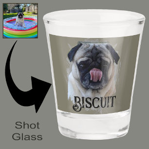 Create Your Own Fun Dog Pug Face Head Photo Grunge Shot Glass