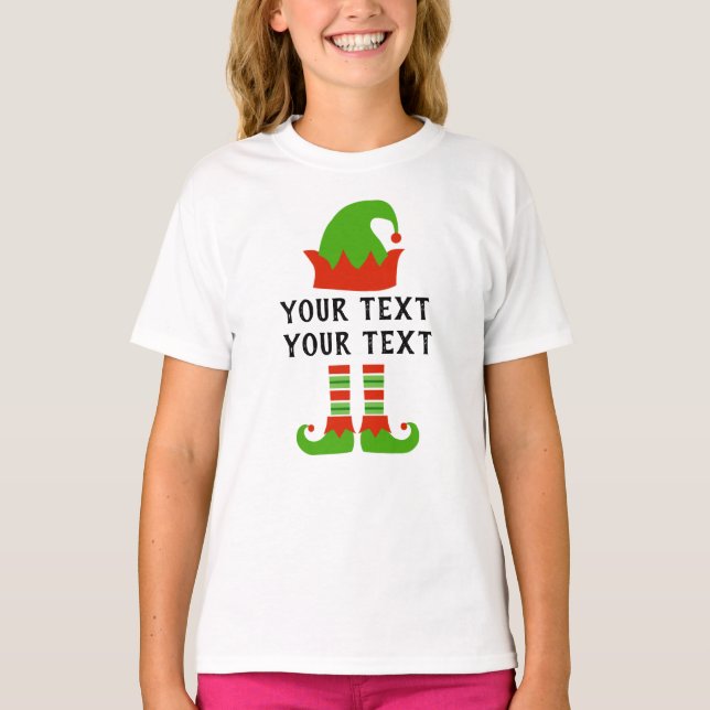 Create Your Own Funny Christmas Elf T-Shirt (Front)