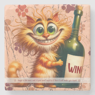 Create Your Own Funny Orange Striped Cat Wine Stone Coaster