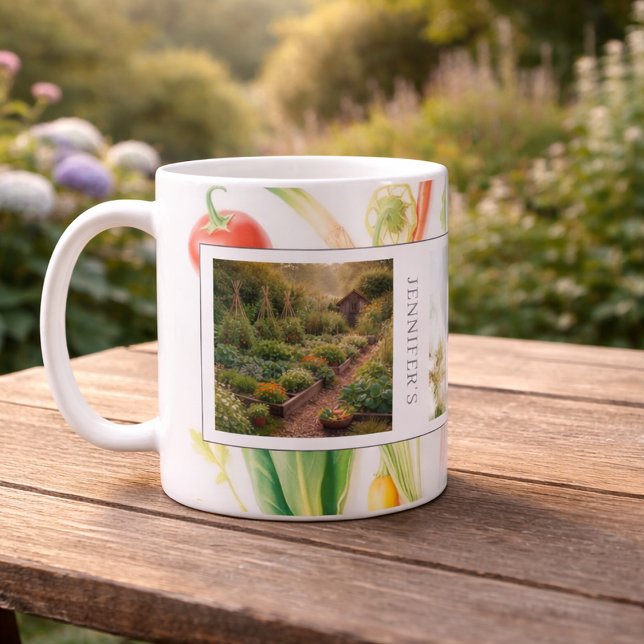 Create your own garden photos monogrammed coffee mug (Create your own garden photos monogrammed coffee mug. You can add your own photos, name, text.)