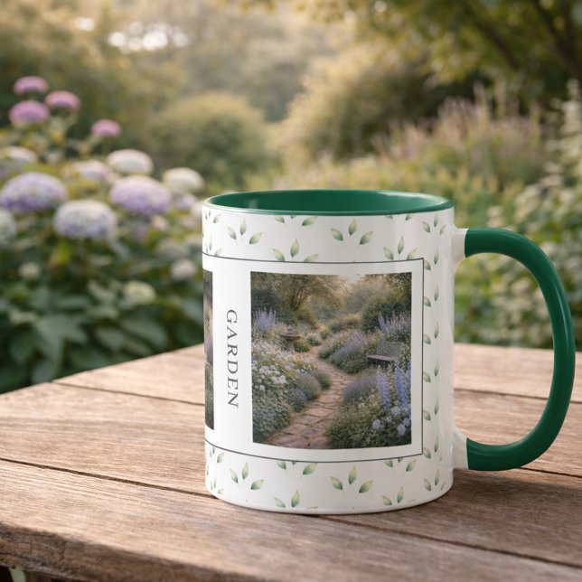 Create your own garden photos monogrammed mug (Create your own garden photos monogrammed mug. You can add your own photos, name and text.)