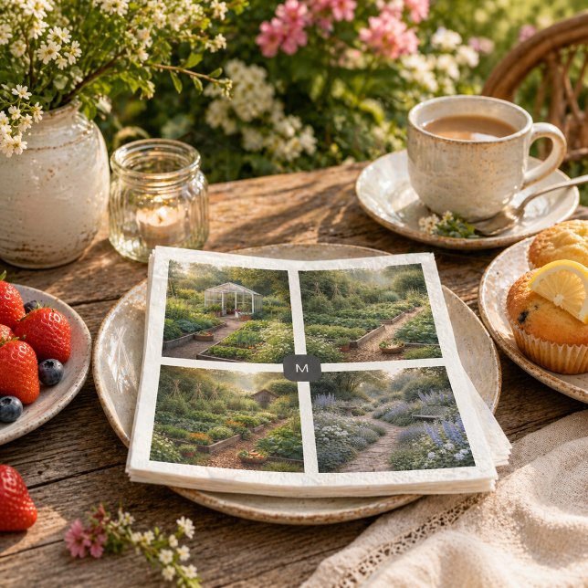 Create your own garden photos monogrammed napkin (Create your own garden photos monogrammed napkins. You can add your own photos and monogram.)