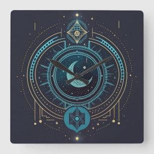 Create Your Own Geometric Celestial Lunar Square Wall Clock