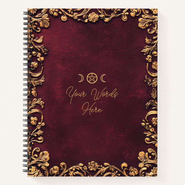 Create Your Own Gilded Burgundy Floral Notebook (Front)