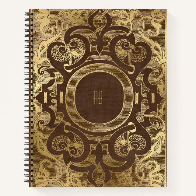 Create Your Own Gilded Dark Camel Brown Notebook (Front)