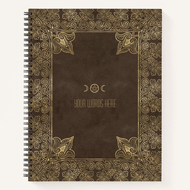 Create Your Own Gilded Filigree Chocolate Brown Notebook (Front)