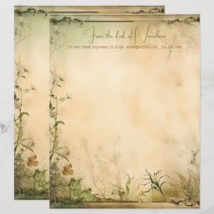 Create Your Own Gilded Flowers Garden Vintage Custom Letterhead
