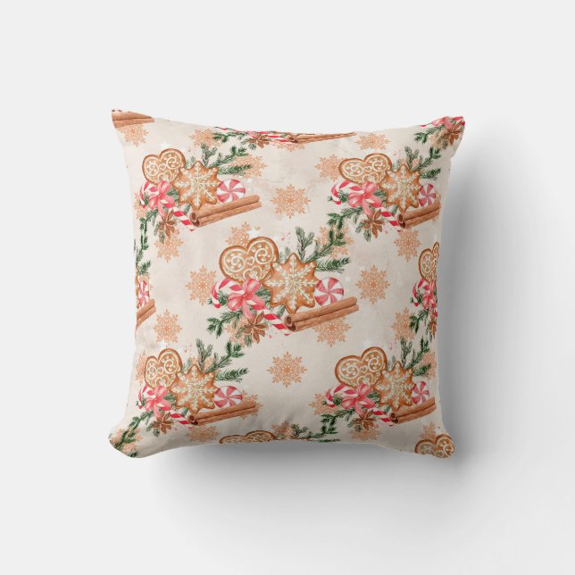Create Your Own Gingerbread & Peppermint Cushion (Front)