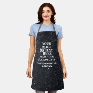 Create Your Own Glitter Custom Black Womens Chef Apron