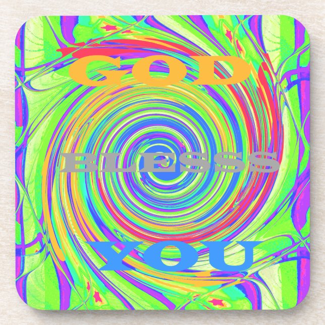Create Your Own God Bless You Inspirational Text Coaster (Front)
