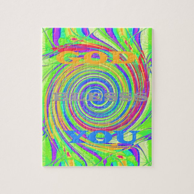 Create Your Own God Bless You Inspirational Text Jigsaw Puzzle (Vertical)