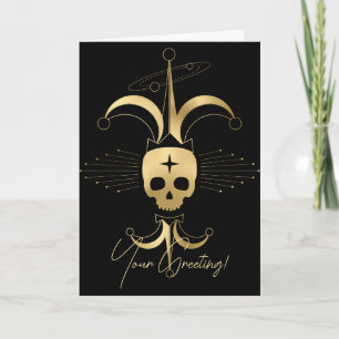 Create Your Own Gold Arcane Fool Tarot Holiday Card