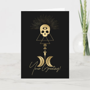 Create Your Own Gold Arcane Magician Tarot Holiday Card