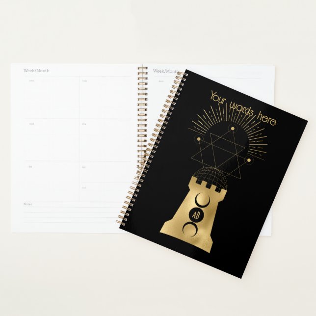 Create Your Own Gold Arcane Moon Tower Tarot Planner (Display)
