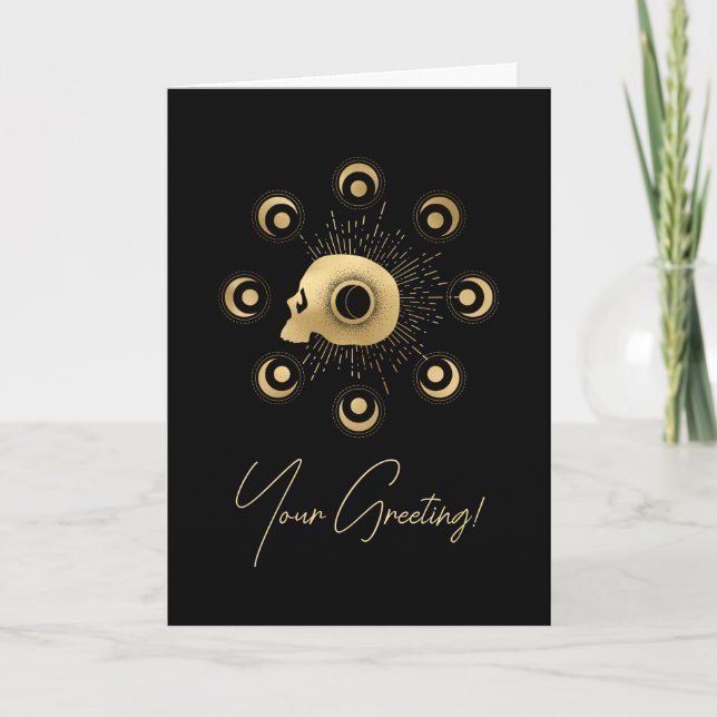 Create Your Own Gold Arcane Strength Tarot Holiday Card (Front)