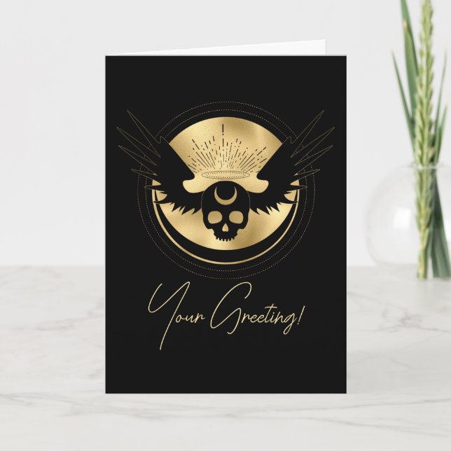 Create Your Own Gold Arcane Temperance Tarot Holiday Card (Front)