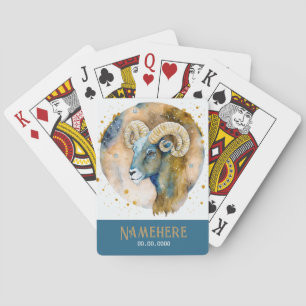 Create Your Own Gold & Blue Mystical Aries Zodiac Playing Cards