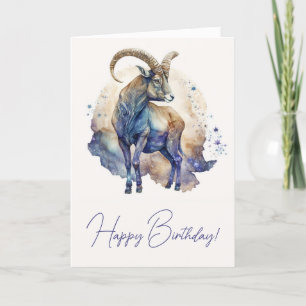 Create Your Own Gold & Blue Mystical Capricorn Holiday Card