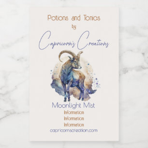 Create Your Own Gold & Blue Mystical Capricorn Wine Label