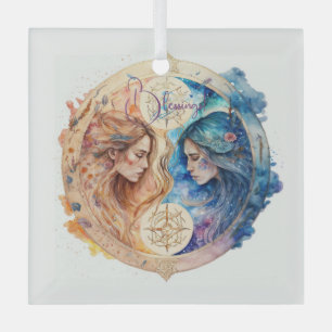 Create Your Own Gold & Blue Mystical Gemini Zodiac Glass Tree Decoration