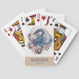 Create Your Own Gold & Blue Mystical Scorpio Playing Cards