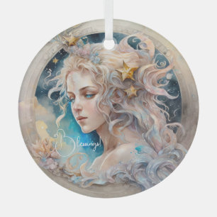 Create Your Own Gold & Blue Mystical Virgo Zodiac Glass Tree Decoration