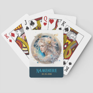 Create Your Own Gold & Blue Mystical Virgo Zodiac Playing Cards