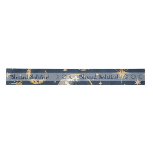 Create Your Own Gold Blue White Celestial Satin Ribbon