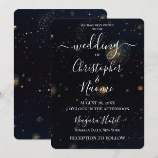 Create Your Own Gold Bubbles on Black Invitation