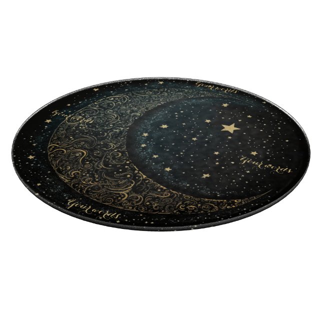Create Your Own Gold Filigree Moon Celestial Cutting Board (Corner)