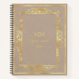 Create Your Own Gold Framed Beige Brown Notebook