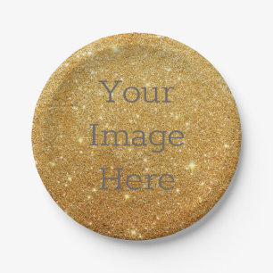 Create Your Own Gold Glitter Sparkle Faux Metallic Paper Plate