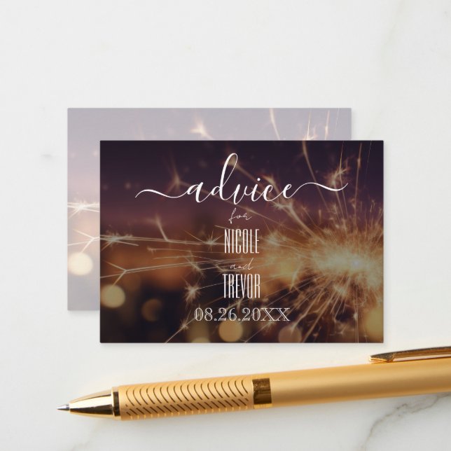Create Your Own Gold Sparkler Advice Card (Front/Back In Situ)