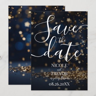 Create Your Own Gold Star Glitter Wedding Save The Date