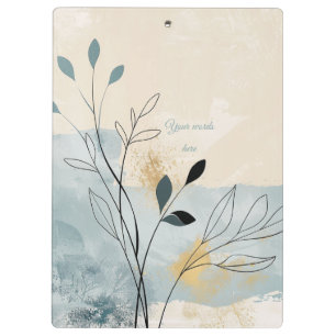 Create Your Own Golden Blue Dawn Floral Minimalist Clipboard