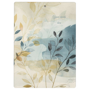 Create Your Own Golden Blue Leafy Flora Minimalist Clipboard